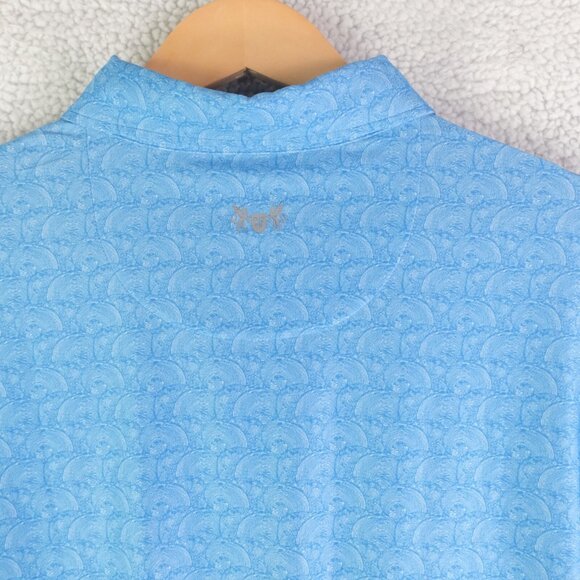 Hickey Freeman Polo Mens Extra Large Blue Geometric Performance Golf Fish Scale - Picture 4 of 8